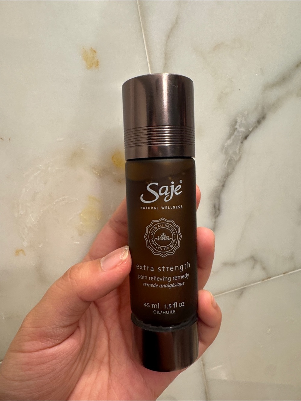 Saje Extra Strength Pain Remedy Oil - Beige and Gold Accent - Picture 3 of 5